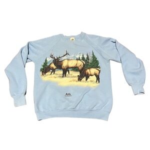 Vintage Rifle Colorado Baby Blue Sweatshirt Elk Graphic